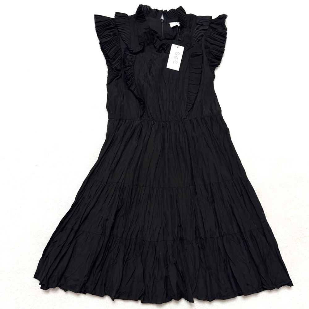 SEA New York sz S Tiered Mini Dress Ruffle Black